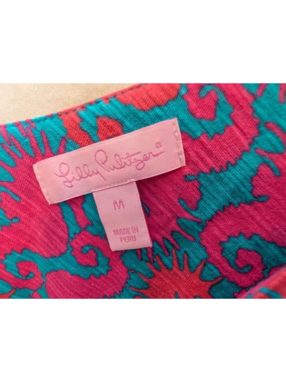 Lilly Pulitzer Sloane Maxi Dress Pink Blue Seahorse V-Neck Resort Wear M $218 - Picture 5 of 11